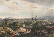 unknow artist Mexico, visto desde el Arsobisbado de Tacubaya. Mexico City seen from Tacubaya. Hand-colored lithograph highlighted with gum arabic USA oil painting artist